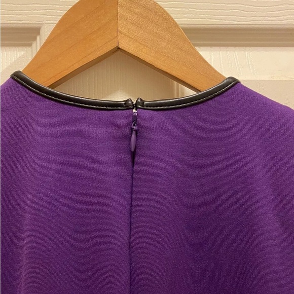 Lauren Ralph Elegant Brill Purple Sleeveless Dress w/ Faux Leather Trim Sz NWT!! - Picture 13 of 15